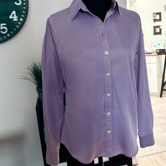 Banana Republic, Women’s Fitted, Button-Down Top. Lavender, Stretch, 8P - Picture 9 of 13